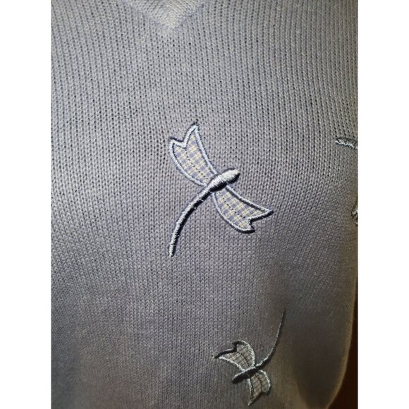 Vintage Christopher Banks Knit Embroidered Dragonfly Short Sleeve Sweater Top - Picture 8 of 8